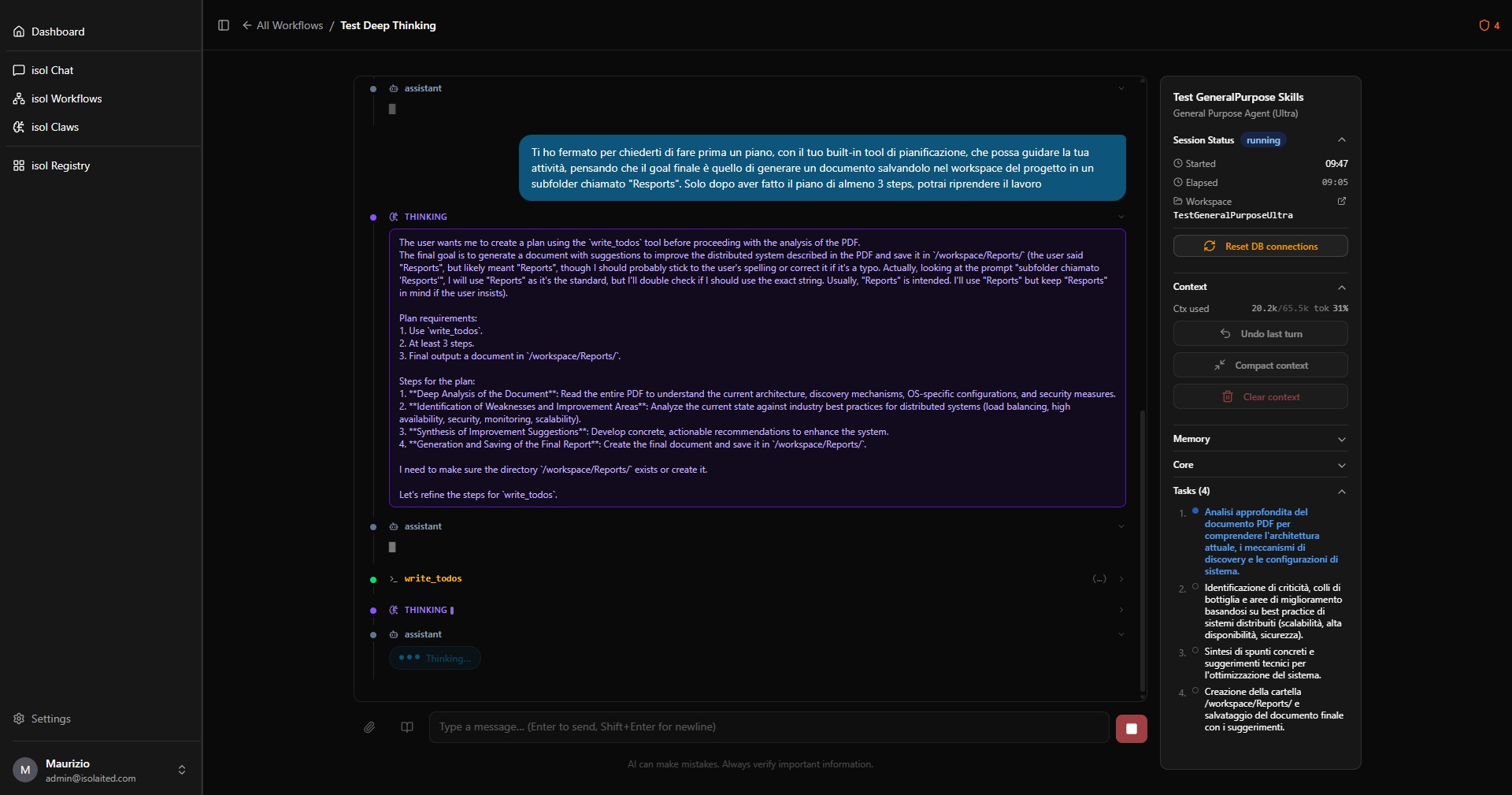 isol Workflows — sessione multi-agente